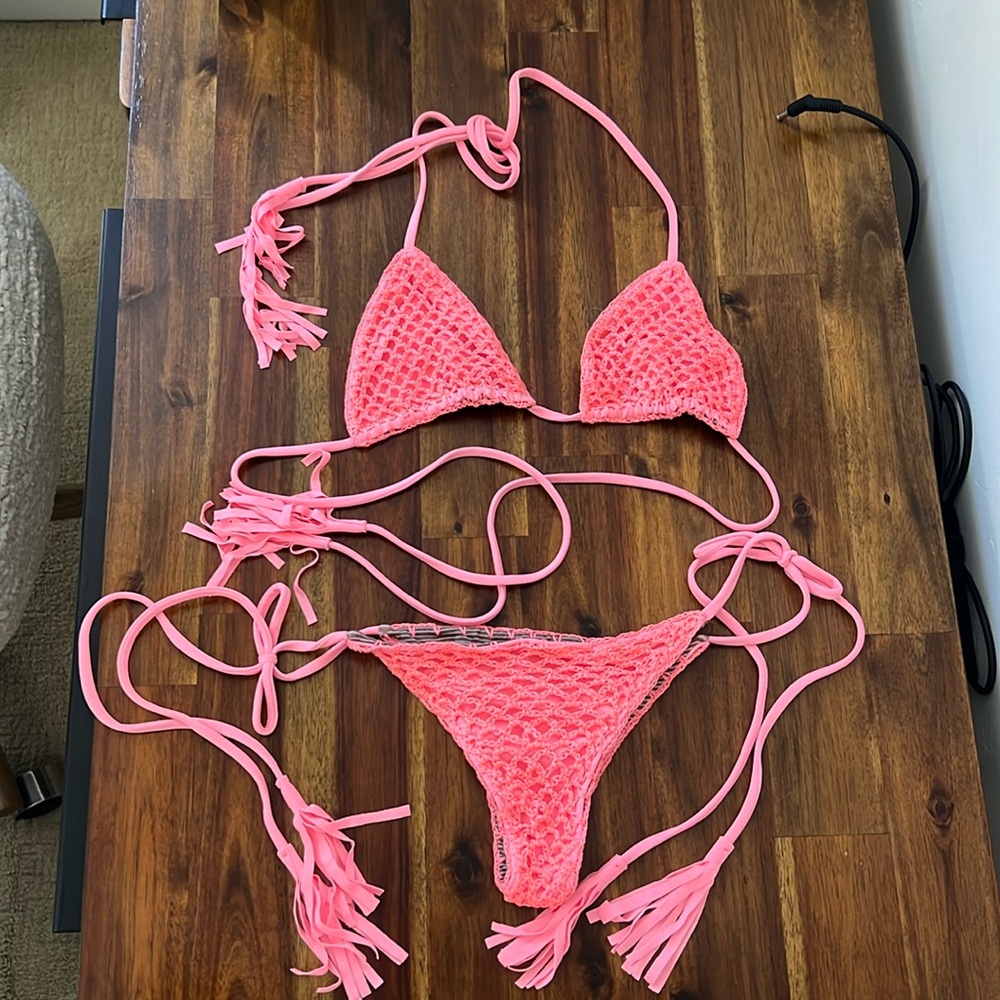 Acacia Swimwear crochet bikini in Darling Pink -